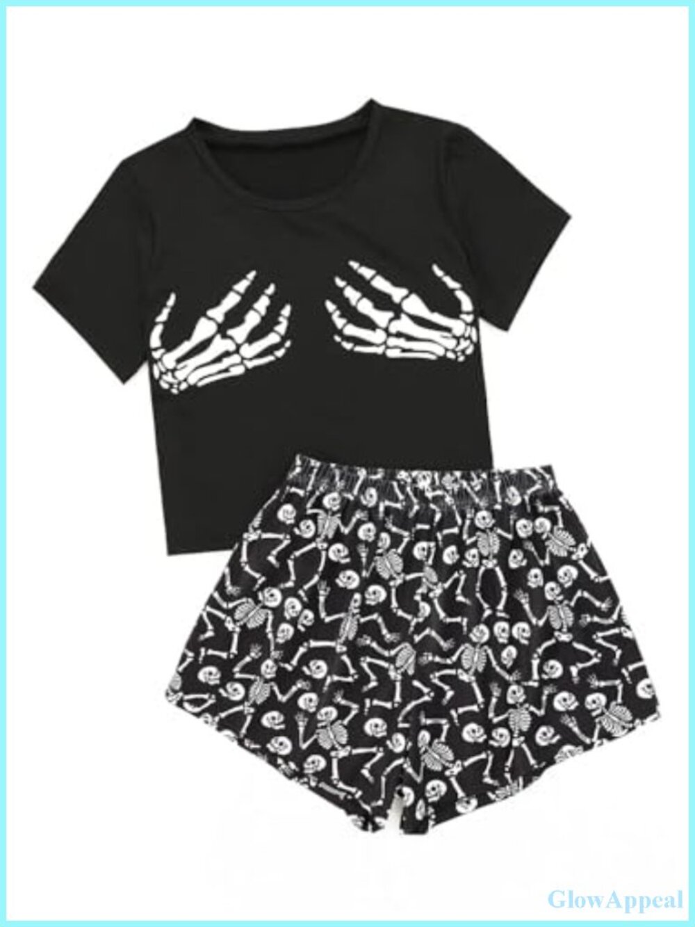 Laqeyko Women's Pajama Set Short Sleeve Top & Shorts, Halloween Sleepwear, 2